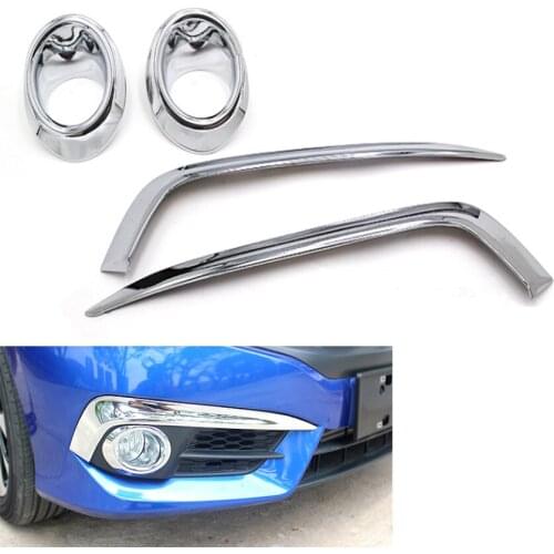 For Honda Civic 10th 2016 2017 2018 Car Exterior Front Fog Light Lamp Eyebrow Cover Strip Trim Car Accessories Styling