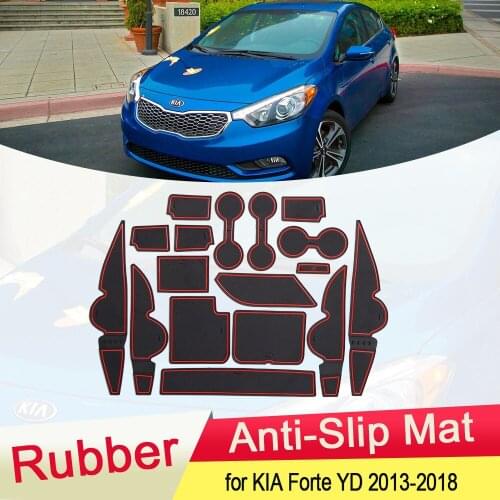 For KIA Forte YD 2013 2014 2015 2016 2017 2018 K3 Cerato Rubber Anti-slip Mat Door Groove Cup pad Gate slot Coaster Accessories