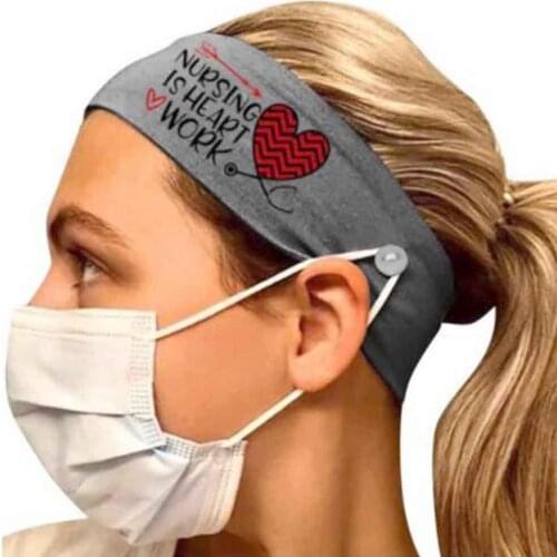 Elastic Headband Ears Protection Running Sports Yoga Hair Band Button Headwear