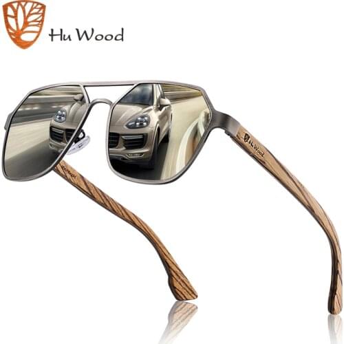 HU WOOD Polarized Vintage Men Handmade Wooden Sunglasses UV400 Protection Fashion Smoke Sun glasses Women Gafas De sol GR8039