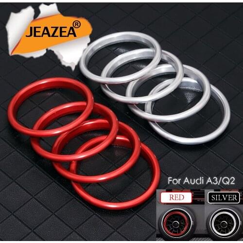 JEAZEA Car Interior Accessories For Audi A3 Q2 2017 2018 Instrument Desk Air Conditioning Outlet Aluminum Decorative Sticker
