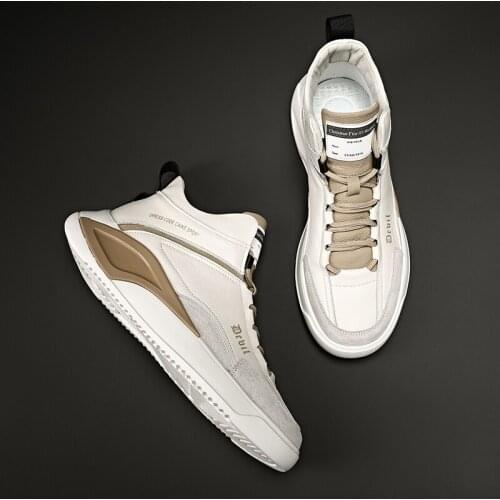 Leather Sneakers Mens Walking Shoes Mens High Top Sneakers Hightop For Men Casual Chunky Sports 2020 Winter Sport