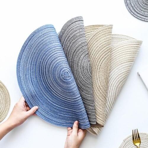 Japanese Style Ramie Round Placemat Heat-resistant Hand Woven Tabletop Non-slip Bowl Mat Decorative Dishes Pad