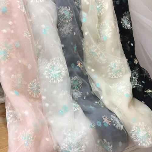 Yarn lace dandelion sequin embroidery fabric DIY girls dress skirt tulle mesh fabric