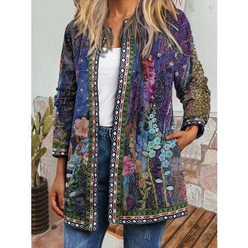 Printed Ethnic Style Short Jacket Womens Slim Thin Jackets Spring Autumn 2019 Womens Jackets And Coats Windbreaker Streetwear