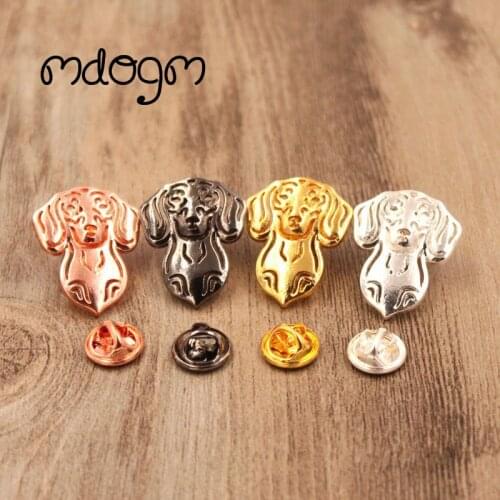 Mdogm Dachshund Dog Animal Brooches And Pins Suit Cute Funny Metal Small Father Collar Badges Gift For Male Men B044
