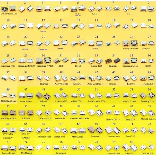 81Model Mini micro usb connector jack charging socket female 5Pin 7 Pin for Samsung Lenovo Huawei Xiaomi moto sony phone tablet
