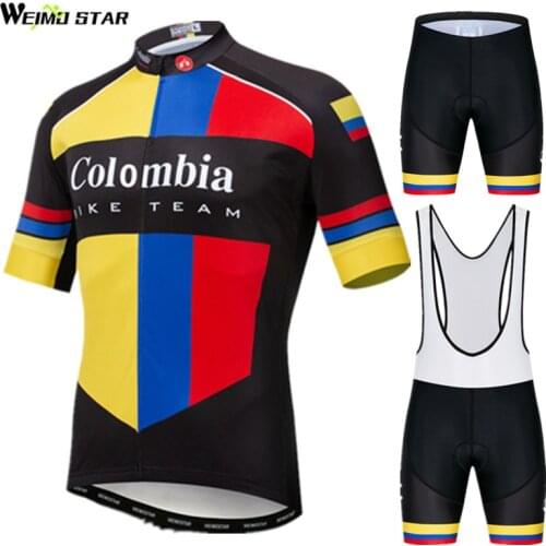 Weimostar Colombia Bike Team Cycling Jersey Set Men Racing Sport Bike Clothing Quick Dry Bicycle Wear Road MTB Cycling Clothing