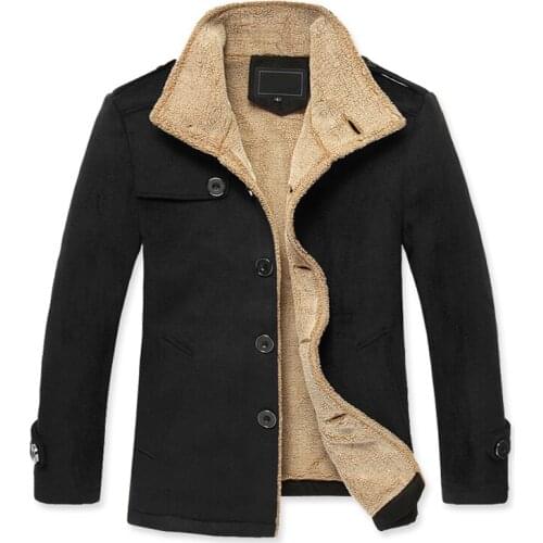 2020 autumn and winter new plus velvet mens coat Korean jacket mens wool coat mens clothing