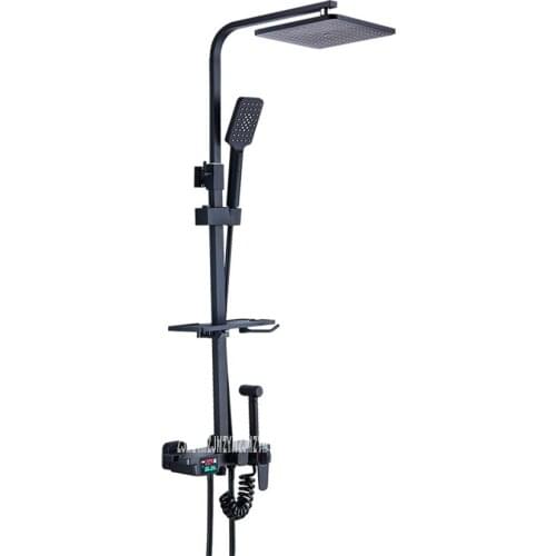 ZJ-3204/ ZJ-3207/ZJ-3210 Multifunctional Brass Rain Shower Set Intelligent Digital Display Constant Temperature Hand Shower Kit