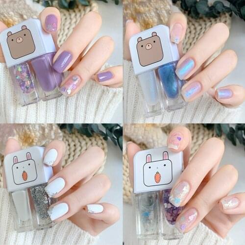 Dual-Color Nail Polish Set Frosted Shiny Combination Sequins Durable Fast Drying Lasting Non-Peelable Multi-Color Nail Polish