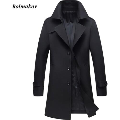 New Arrival Autumn Style Men High-end Boutique Trench Coat Business Casual Solid Mens Single Breasted Long Trench Jacket Coat