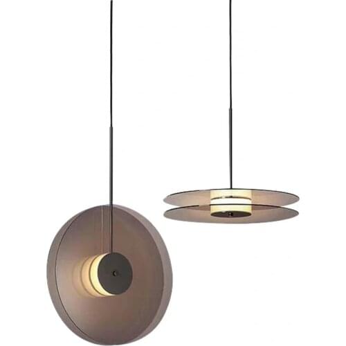 Post-Modern Restaurant Pendant Lights Luxury Creative UFO Brown Glass Scandinavian Designer Art Bedroom Beside Pendant Lamps