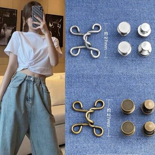 Pants Belt Buckle Adjustable Jeans Button Nail-Free Universal Waist-Closing Artifact Pants Size Adjustable Buckle Invisible