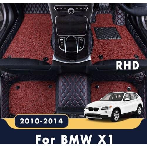 RHD Carpets For BMW X1 2014 2013 2012 2011 2010 Car Floor Mats Interior Protector Covers Double Layer Wire Loop Leather Rugs