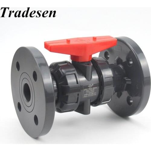 1pc 1/2"~2"(DN15~DN50) UPVC Flange Ball Valve Industrial Water Treatment PVC Pipe Valve Garden Water Pipe Connector Union Joint