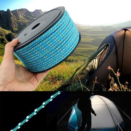50M 5mm Bold Reflective Cord Tent Nail Rope Guy Line Paracord Outdoor Camping Beach Sun Shelter Shade Tent accessories Tools