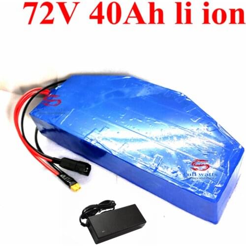 72v 40Ah lithium ion triangle battery BMS li ion for 5000w Mountain Bike scooter Motorcycle + 10A charger