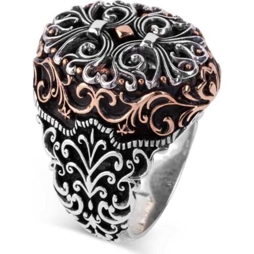 Ornate Silver Men Ring Vintage Men Silver Jewelry Handmade Heavy Men Ring 925K Silver Made in Turkey Men For Gifts