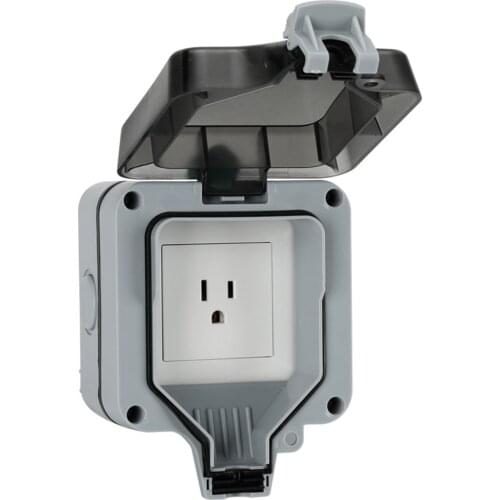 Outdoor 15A US Standard Electrical Outlet Grounded AC Power Wall Socket United States IP66 Weatherproof Waterproof Sockets