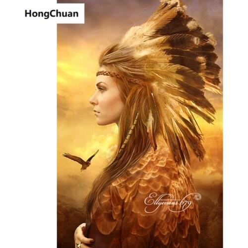 Tribal Woman Art 5D Square/Round Diamond Embroidered Mosaic Cross Diamond Painting Home Decoration Mural New Year Gift