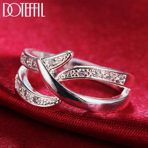 DOTEFFIL 925 Sterling Silver AAA Zircon Ring Classic For Women Fashion Wedding Engagement Party Gift Charm Jewelry