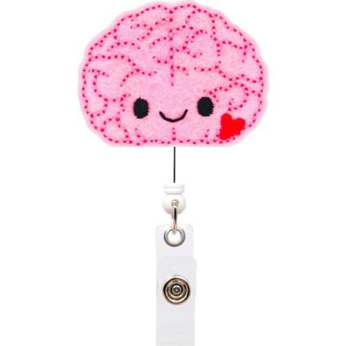 1PCS Cute Brain Badge Reel Retractable Nurse Badge Holder Nursing Name Badge Holder for Women Nurse