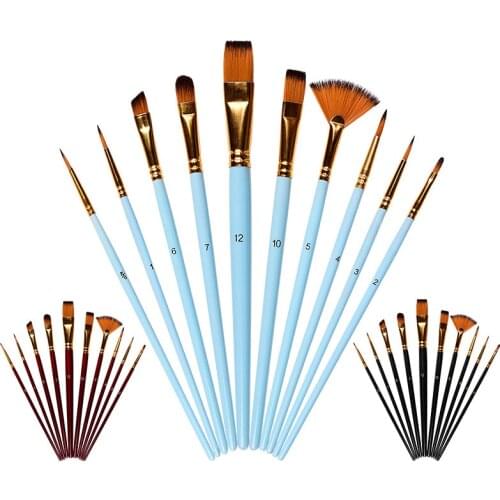 10Pcs Watercolor Painting Brush Nylon Hair Art Brushes Multifunction Oil Acrylic Painting Brush Pen For Students Art Supplies