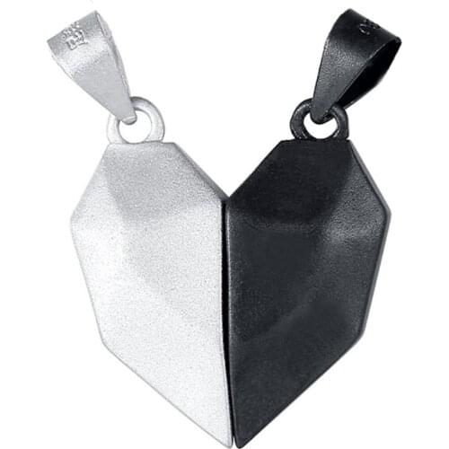 2Pcs Lover Heart Pendant Magnetic Distance Faceted Heart Pendant Friendship Wishing Stone Puzzle Pendant Jewelry Making