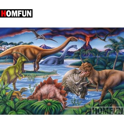 HOMFUN 5D DIY Diamond Painting Full Square/Round Drill "Animal dinosaur" Embroidery Cross Stitch gift Home Decor Gift A07933