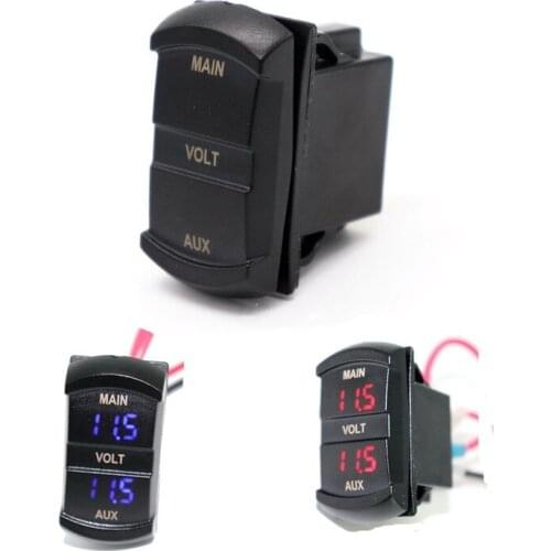Car 5-60V Switch Shape Dual Display Voltmeter Dual Battery Inspection Voltage Suitable for Car Boat Yacht