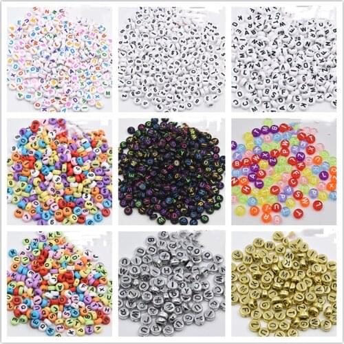 Mixed Letter Acrylic Beads Round Flat Alphabet Digital Cube Loose Spacer Beads For Jewelry Making Handmade Diy Bracelet Necklace