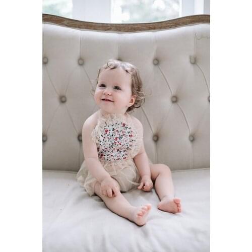 Baby Princess Floral Net Backless Skirt Full Moon One Hundred Days of Age Clothing Baby Photograph Newborn Photography Props