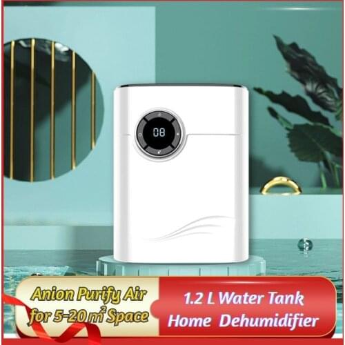 Home Dehumidifier Negative Ion Air Cleaner Energy Saving Air Dryer Low Noise 1200ml Water Tank Auto-off Moisture Absorbing