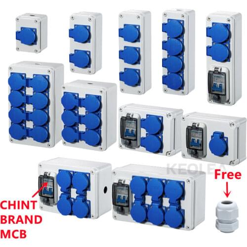 Household Outdoor Water-proof 220V 10A Multi-Function Socket Box Wall Mount Electric Car Charging Sockets Box