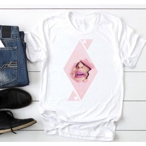 Clothes T-Shirt Women Short Sleeve Lip Watercolor Funny Fashion Cartoon Summer Lady Print Tee Graphic T Top Female Tshirts