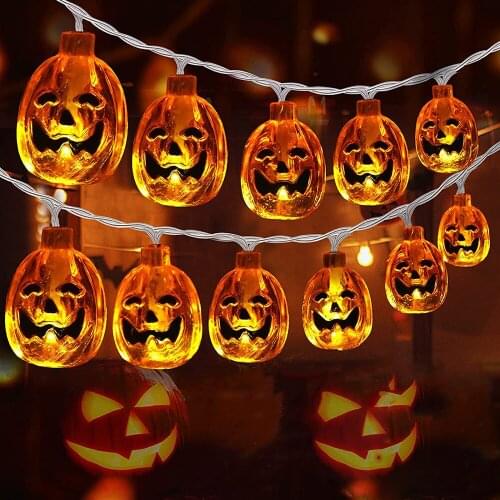 10/20/30/40leds Pumpkin String Lights Battery Powered Halloween 3D Pumpkin Decoration Lights for Halloween Fireplace Birthday