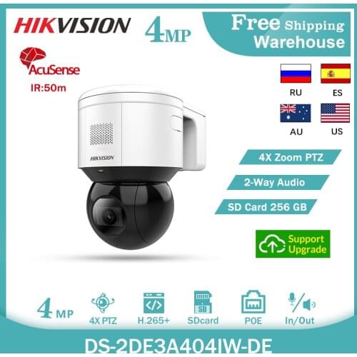 Hikvision 4MP AcuSense Mini 4X Zoom PTZ IP Camera DS-2DE3A404IW-DE POE H.265+ Built-in Mic Speaker Face Capture Darkfighter CCTV