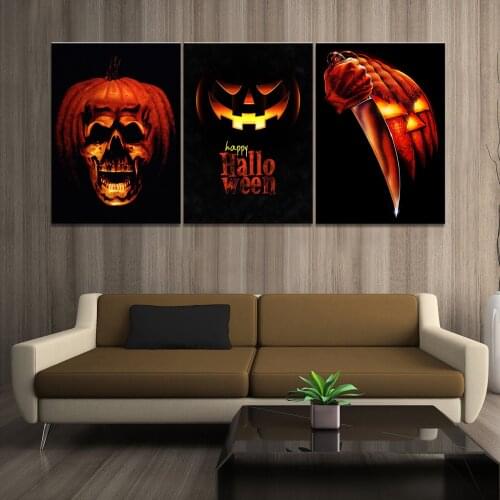 Art HD print 3 piece canvas painting Halloween pumpkin posters wall art pictures for living room home decorarion wholesale