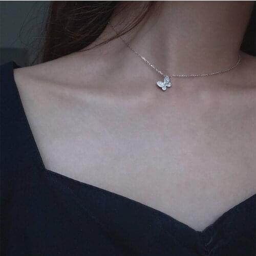 Exquisite Silver Plated Butterfly Choker Necklace Women Short Chain Necklace Fashion Simple Necklace Women Jewelry Gifts
