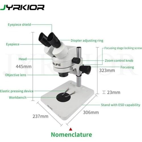 Jyrkior RL-M2 7-45 Times Large Base HD Binocular Stereo Microscope Magnifying Glass For iPhone Samsung Mainboard Detection Tools
