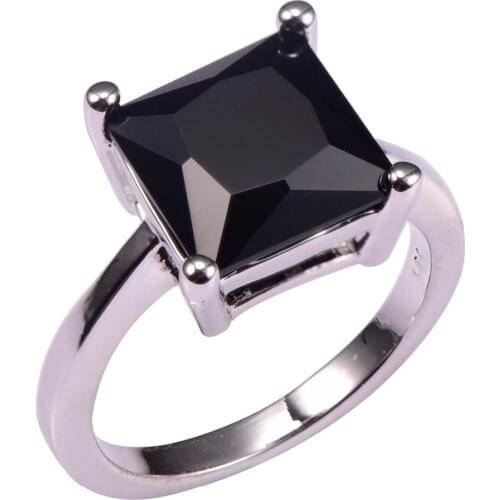 Classic Style Black onyx 925 Sterling Silver Wedding Party Fashion Design Romantic Ring Size 5 6 7 8 9 10 11 12 PR35