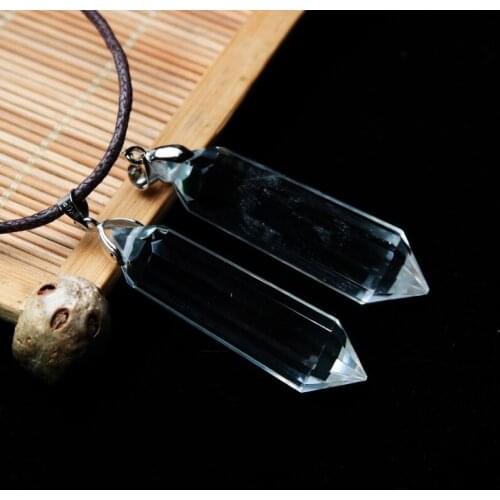 Crystal crushed stone natural white crystal pillar pendant 12 - cut double - point pendant necklace accessories