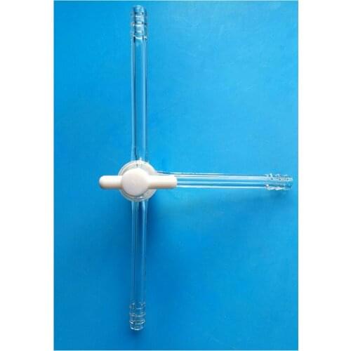 Lab glass adapter;3 Way T Shape Stopcock 9mm Hose Connection ;Borosillcation Glass Material