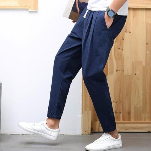 Summer Men Harem pants japan style Casual pants plus size big L-8XL mens pants green red dark blue elasticity pants thin