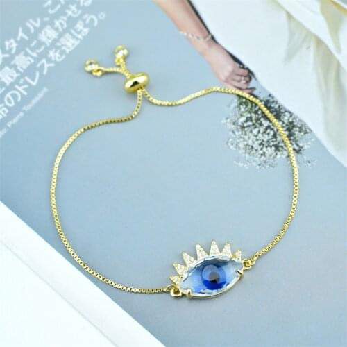 2021 Hot Selling Turkey Evil Eye CZ Crystal Bracelet for Women Zircon Devil Eye Bracelet Jewelry Gift Wholesale