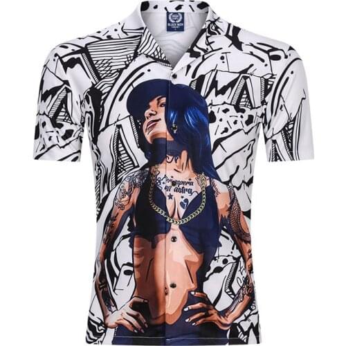 Fashionable Sexy Girl Printed Shirts Beach Hip Hop Top Streetwear Rap Shirts Women Beach Casual Short Sleeve Cool Shirts Tops