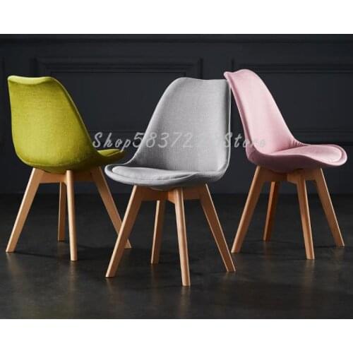 Nordic Simple Solid Wood Dining Chair Modern Office And Household Desk Chair Discussion Leisure Back Chair Soft Cushion Makeup