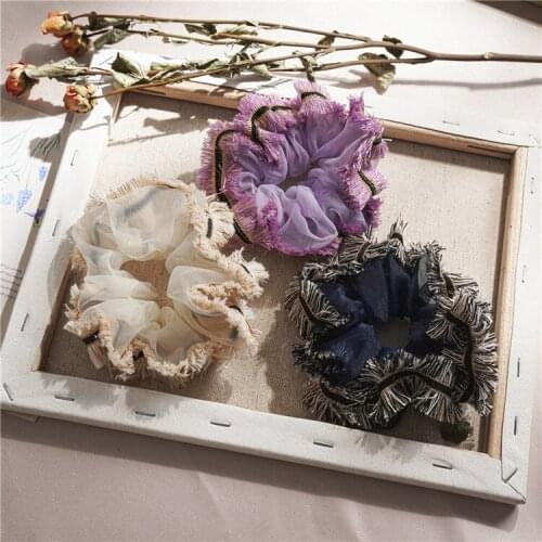 New Japanese Style Mesh Breathable Lace Edge Large Intestine Ring Ins Womens Seiko Hair Band All-Match Hair Accessories