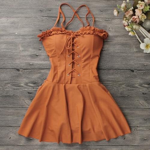 2021 New Women One Piece Swimwear Summer Bandage Sexy Swimsuit Swim Dress Beach Wear Push Up Female Swimming Suits Swimdress